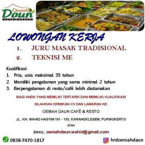 Juru Masak Tradisional Loker Purwokerto