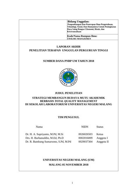 PDF LAPORAN AKHIR PENELITIAN TERAPAN UNGGULAN Ap Fip Um Ac Id Wp