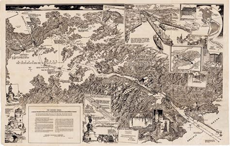 The Panama Canal, as seen from an airplane in 1925 - Rare & Antique Maps