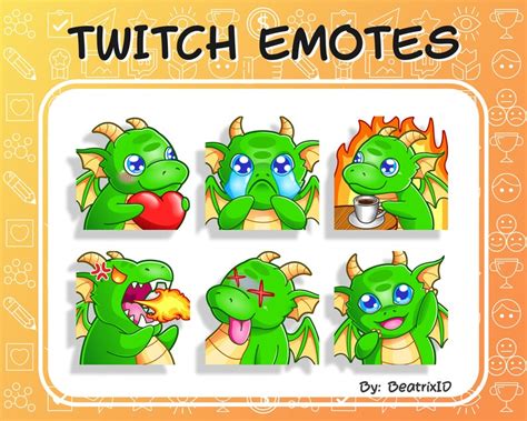 6 X Twitch Emotes Green Dragon Etsy