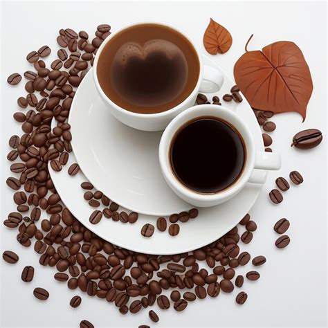 Premium Ai Image A Coffee Beans And Leaf And Glass Of Coffee In The