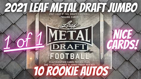 2021 Leaf Metal Draft Football Jumbo Hobby Box 10 Autos And A 1 Of 1