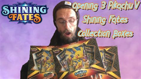 Opening Up Shining Fates Pikachu V Collection Boxes Youtube