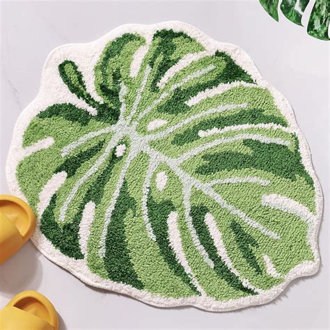 Panstar Green Leaf Mat Large Monstera Cute Bath Mat Non