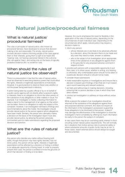 Natural Justice Procedural Fairness Nsw Ombudsman