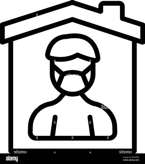 Self Isolation Mask Icon Outline Vector Home People Corona Online