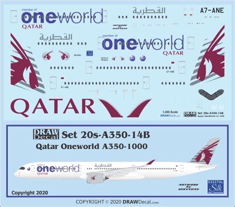 Airbus A350 1000 Qatar Oneworld Draw Decal 20 A350 14b