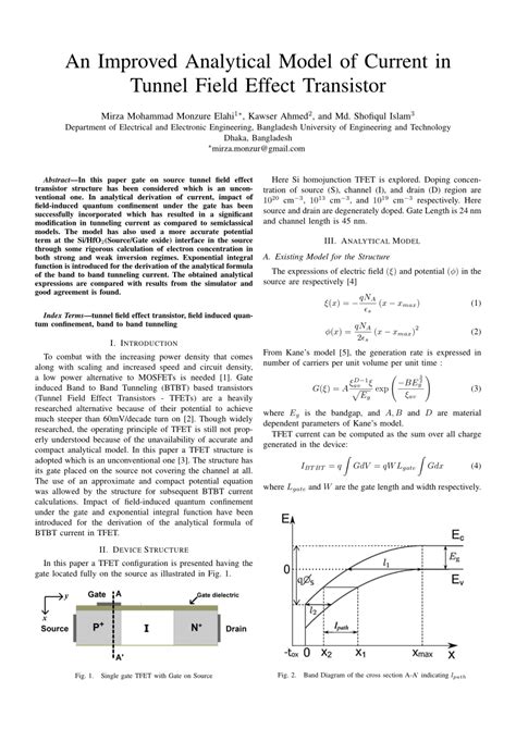 Pdf An Improved Analytical Model Of Current In Tunnel Field Effect