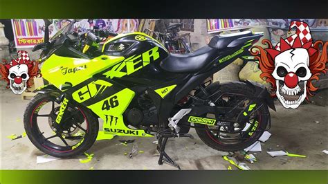 Suzuki Gixxer Suzuki Gixxer Sf Sticker Modified Neon Green Wrap New Sticker 2021 Youtube