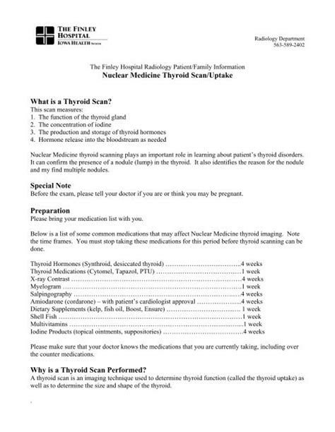 Nuclear Medicine Thyroid Scan/Uptake What is a Thyroid Scan ...