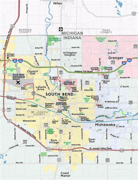 Big South Bend Indiana State Map South Bend, Indiana Map