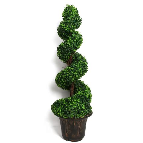 Wholesale Artificial Boxwood Spiral Topiary Grass Tree Bonsai