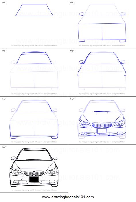 How To Draw A Bmw Car In Easy Steps Step By Step Drawing Instructions