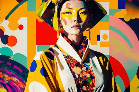 Premium Ai Image Brightly Colored Photograph Of A Woman With Colorful