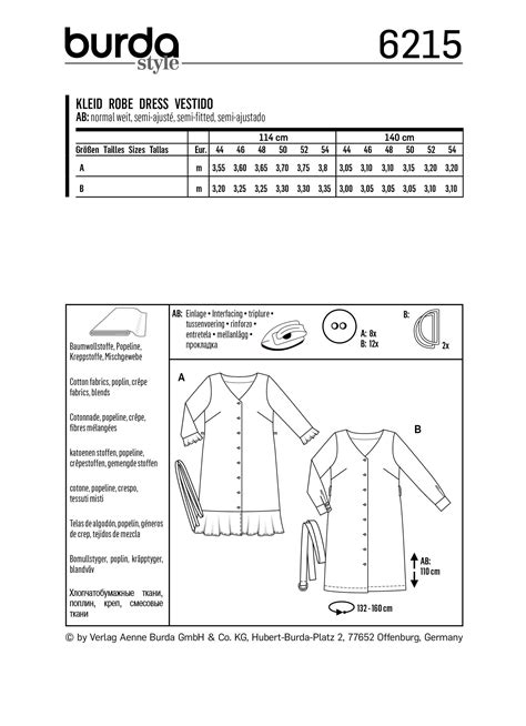 burda style pattern  womens dress  button fastening  neck