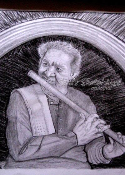 Pandit Hariprasad Chaurasia ( Flute Maestro ) - Atul's Sketchings