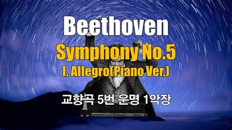 베토벤 교향곡 5번 운명 1악장피아노 버전 Beethoven Symphony No5 In C Minor Op67 I