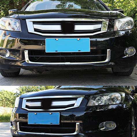 2 Chrome ABS Front Bumper Grille Grill Trim Cover Fit For Honda Accord