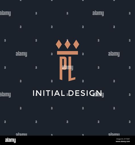 Pl Logo Initial With Pillar Icon Design Luxury Monogram Style Logo For