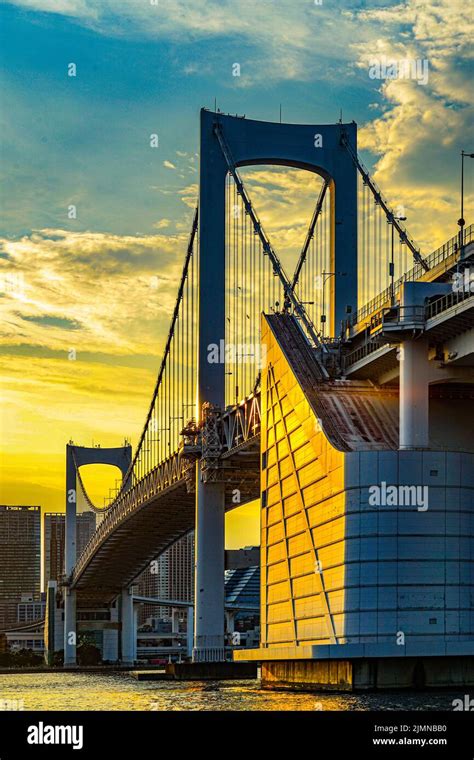 Rainbow bridge and evening view of Tokyo Stock Photo - Alamy