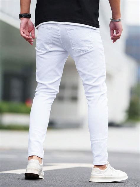 Manfinity Homme Wei E Denim Denim Herren Im Street Style Slim Fit