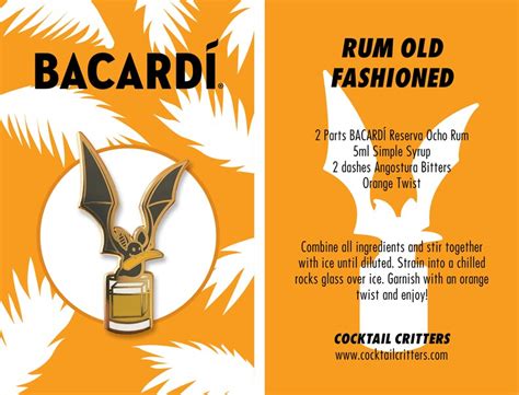 Bacardi Old Fashioned Pin Rum Cocktail T Idea For Him Etsy