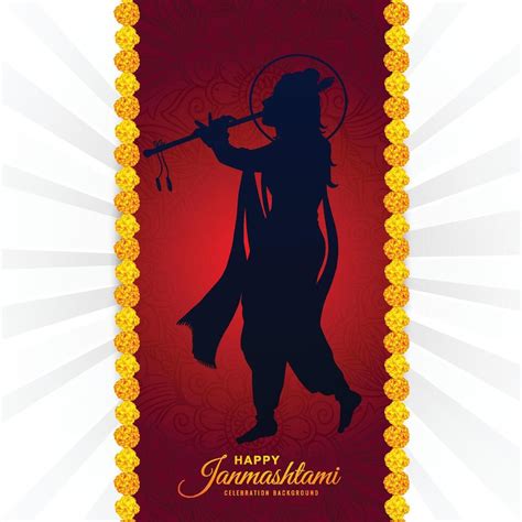 Beautiful Religious Krishna Janmashtami Card Background 48667379 Vector