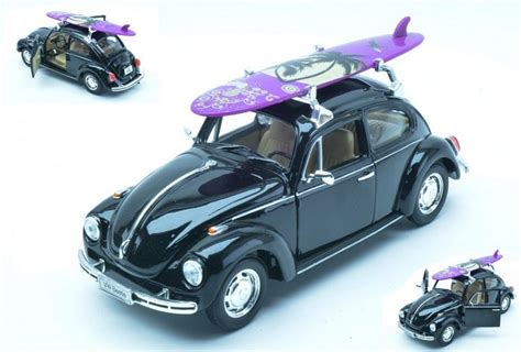 WELLY 4362BK Volkswagen Beetle 1959 Black With Windsurf 1 24