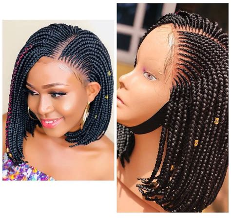 Braided Wig Cornrows Styles Full Frontal Lace Wig Braids Etsy