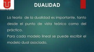 Teoria De La Dualidad Y Analisis De La Sensibilidad Ppt