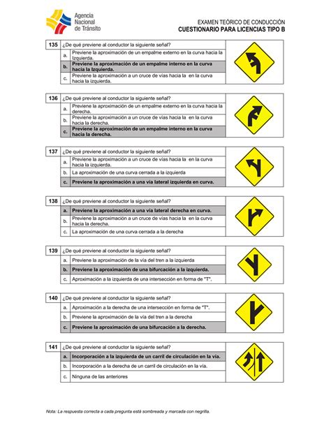 Cuestionario licencia tipo b Ecuador última 2015 2016 PDF