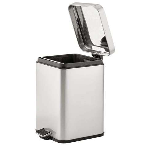 Mdesign Square Step Trash Can Garbage Bin Removable Liner 15 Gallon