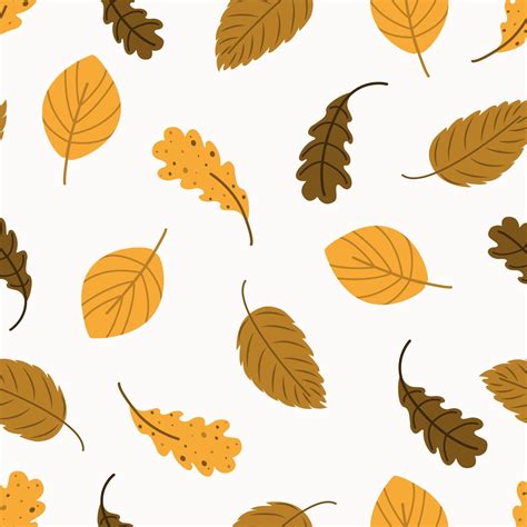 Autumn Trees Pattern Leaf Fall Seamless Background Stylized Leaves Of