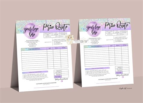 Elf Holographic Glitter Price Quote Template Editable Etsy