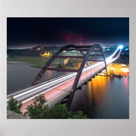 Austin 360 Pennybacker Bridge At Night Poster | Zazzle.com