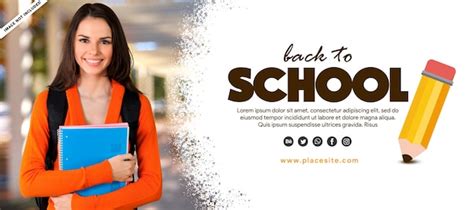 Premium PSD | Student banner back to school with pencil