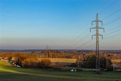 High-voltage Power Lines in European Countryside Stock Image - Image of danger, beautiful: 261373965