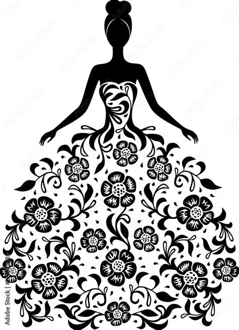 Woman In Dress Silhouette Vector