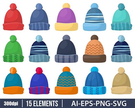 Winte Cap Clipart Vector Design Illustration Winter Cap Set Vector