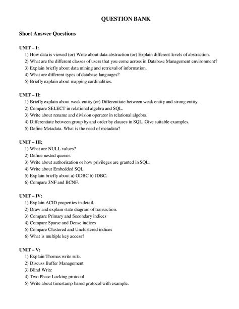 DBMS Question Bank Faqs In Database Management Sys QUESTION BANK