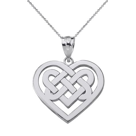 Sterling Silver Celtic Knot Woven Heart Pendant Necklace