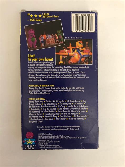 Barney Live In New York City Vhs Classic Collection For Sale