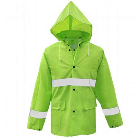 Boss 35mm Lined Pvc Rain Jacket High Vis Green