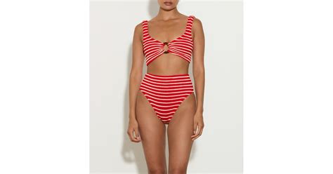 Hunza G Nadine Bikini Stripe In Red Lyst Uk