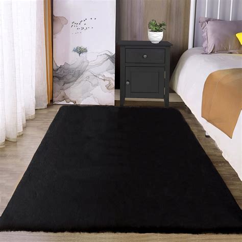 Amazon Latepis Faux Rabbit Fur Rug 3x5 Area Rug Fluffy Black Rug