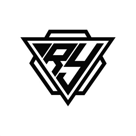 Ry Logo Monogram With Triangle And Hexagon Template Vector Art