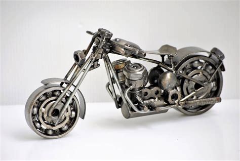 Chopper A Motorcycle Scrap Metal Sculpture Model Recycled Etsy