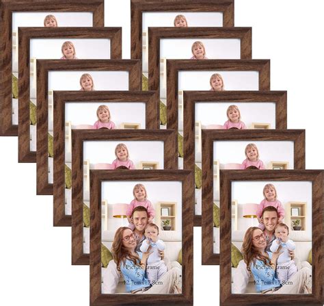 Tgarden 5x7 Picture Frame Brown Set Of 12 Multi Rustic Walnut Wood