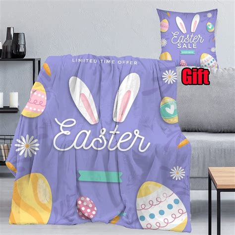 Dicasser Easter Spring Bunny Throw Blanket With Pillow Cover Plush