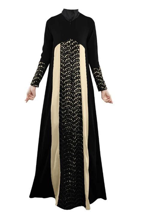 2019 New Design Lace Trim Muslim Clothes Long Sleeve Stitching Loose